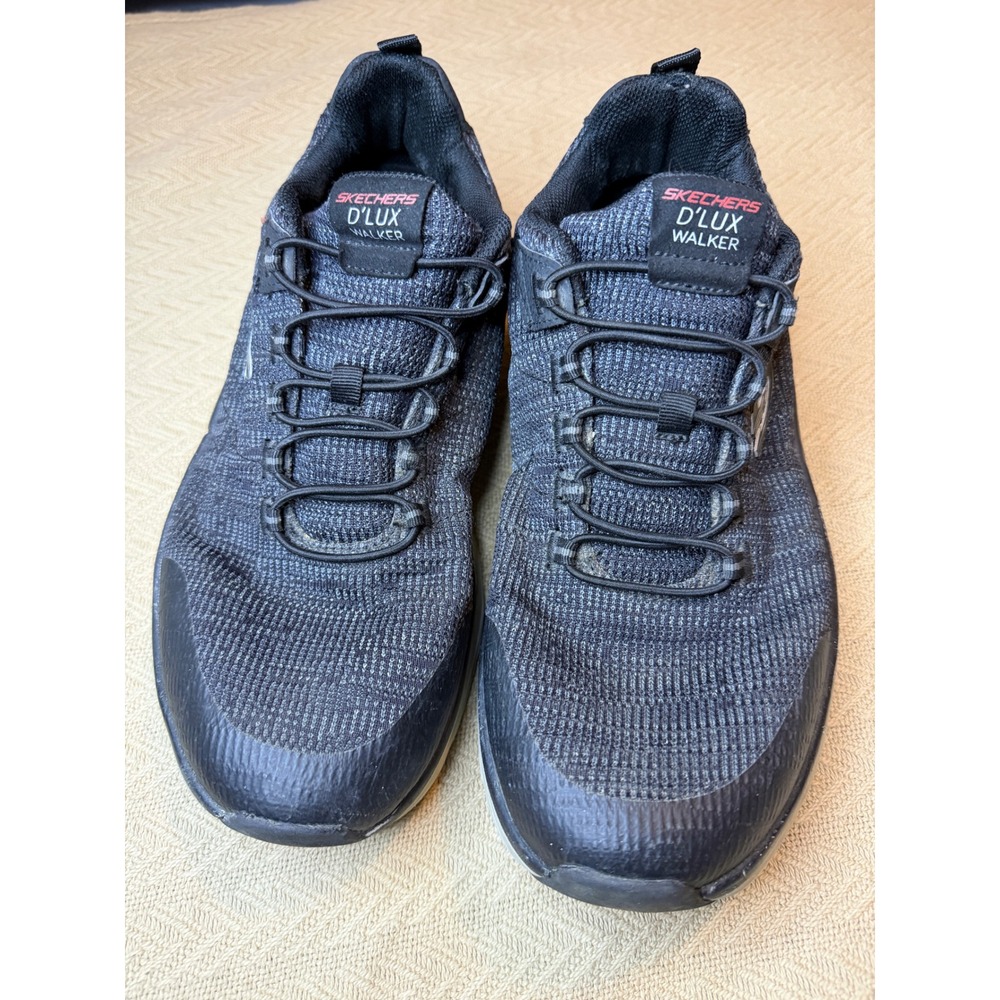 Skechers D'LUX Walker Black Knit Athletic Walking Sneakers Men's 11